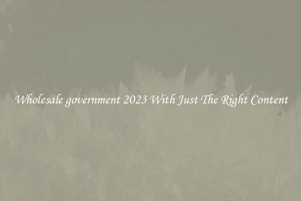 Wholesale government 2023 With Just The Right Content