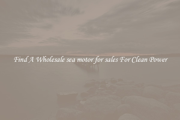 Find A Wholesale sea motor for sales For Clean Power