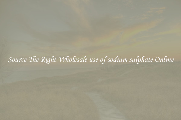 Source The Right Wholesale use of sodium sulphate Online