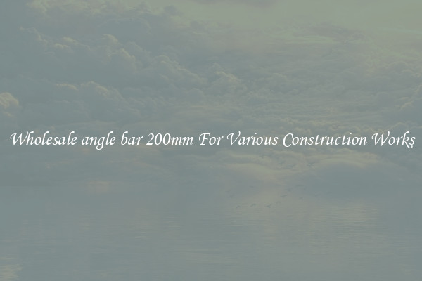 Wholesale angle bar 200mm For Various Construction Works