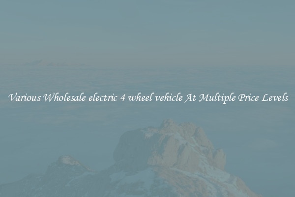 Various Wholesale electric 4 wheel vehicle At Multiple Price Levels