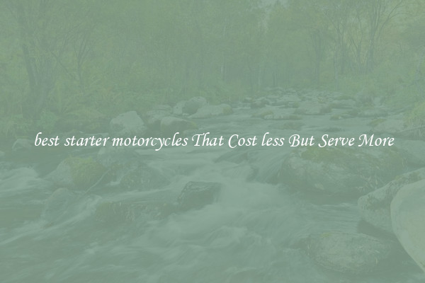 best starter motorcycles That Cost less But Serve More